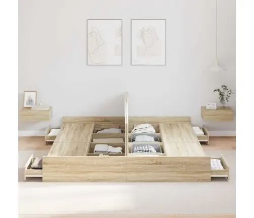 Lova Su Daiktų Laikymo Vieta Sonoma Ąžuolas 180 X 200 Cm