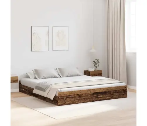 Gultas Ar Uzglabāšanas Vietu Vecs Koks 180 X 200 Cm Vidaxl