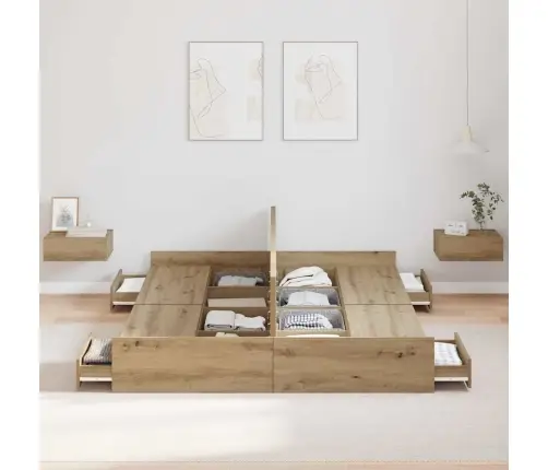 Gultas Ar Uzglabāšanas Vietu Amatnieku Ozola 160 X 200 Cm Vidaxl