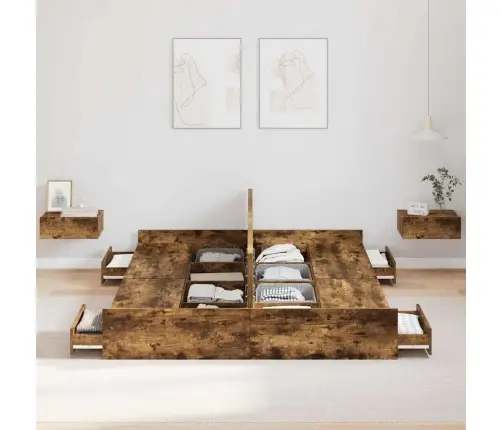 Lova Su Daiktų Laikymo Vieta Rūkyta Ąžuolas 150 X 200 Cm