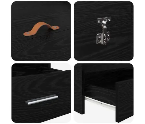 Gultas Ar Uzglabāšanas Vietu Melns Ozols 140 X 200 Cm Vidaxl