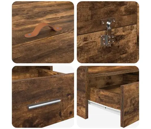 Voodi Hoiukohaga Raam Suitsetatud Tamm 140 X 200 Cm Tehispuit