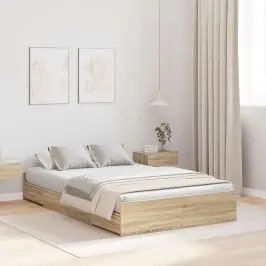 Gultas Rāmis Ar Uzglabāšanas Vietu Sonomas Ozola 120 X 200 Cm Vidaxl