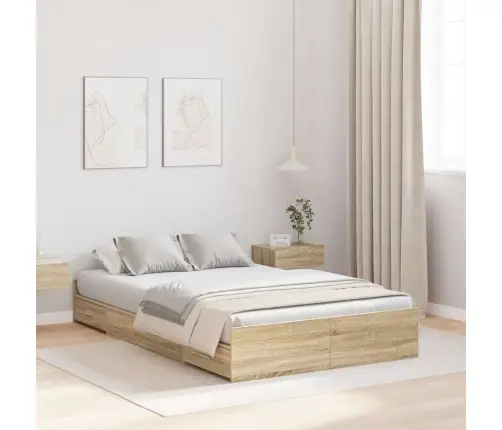 Gultas Ar Uzglabāšanas Vietu Sonomas Ozola 120 X 200 Cm Vidaxl