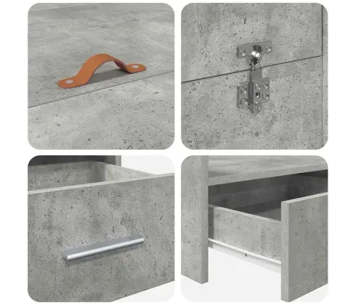 Gultas Ar Uzglabāšanas Vietu Betona Pelēka 120 X 200 Cm Vidaxl