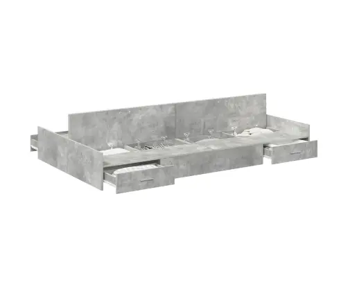 Voodi Hoiukohaga Raam Peaga Betoonhall 120 X 200 Cm Tehispuit