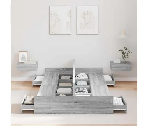 Gultas Ar Uzglabāšanas Vietu Pelēka Sonomas Ozola 120 X 200 Cm Vidaxl