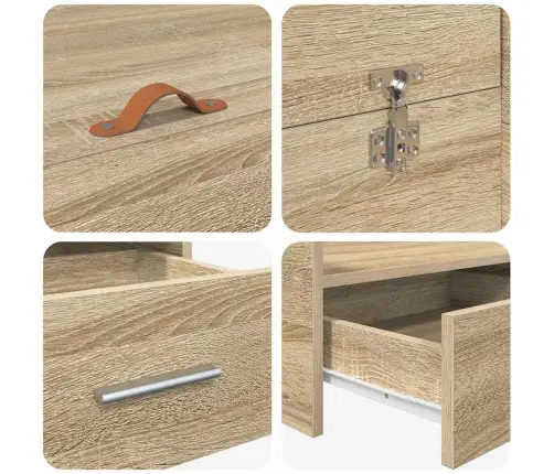 Gultas Ar Uzglabāšanas Vietu Sonomas Ozola 140 X 190 Cm Vidaxl