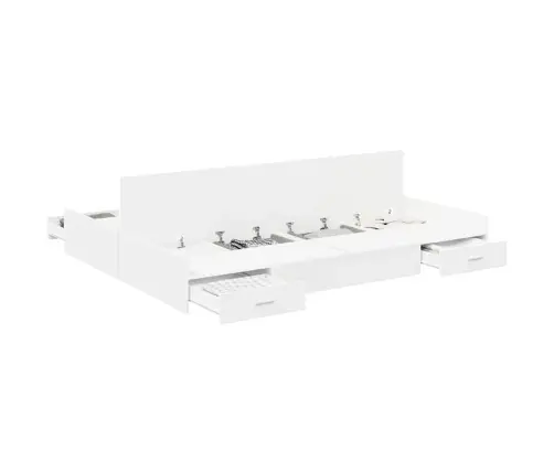 Gultas Ar Uzglabāšanas Vietu Ar Atvilktni Ar Galvas Klāju Ar Uzglabāšanu Balts 135 X 190 Cm Vidaxl