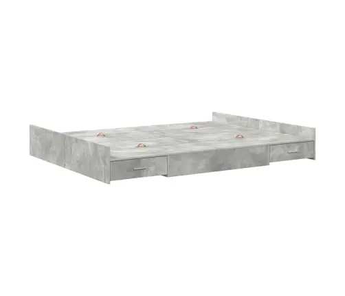 Gultas Ar Uzglabāšanas Vietu Betona Pelēka 135 X 190 Cm Vidaxl