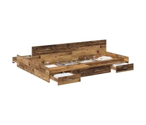 Gultas Ar Uzglabāšanas Vietu Vecs Koks 135 X 190 Cm Vidaxl