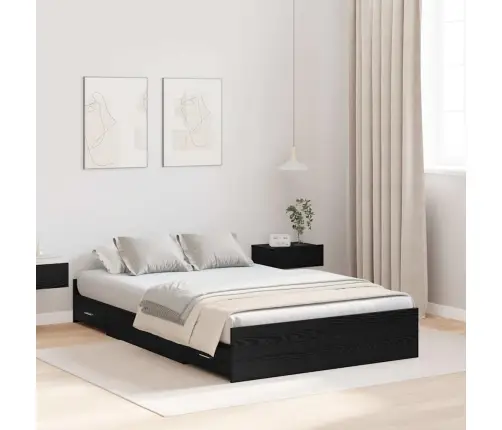 Lova Su Daiktų Laikymo Vieta Juodas Ąžuolas 120 X 190 Cm