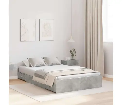 Gultas Ar Uzglabāšanas Vietu Betona Pelēka 120 X 190 Cm Mdf Vidaxl