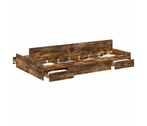 Voodi Hoiukohaga Raam Suitsetatud Tamm 120 X 190 Cm Tehispuit