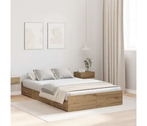 Gultas Ar Uzglabāšanas Vietu Amatnieku Ozola 120 X 190 Cm Vidaxl