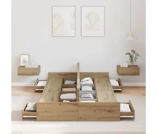 Gultas Ar Uzglabāšanas Vietu Amatnieku Ozola 120 X 190 Cm Vidaxl