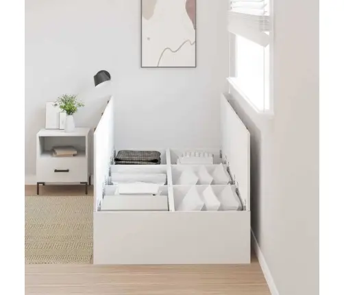 Lova Su Daiktų Laikymo Vieta Balta 80 X 200 Cm Apdirbta Mediena