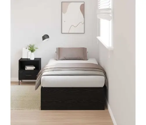 Voodi Hoiukohaga Raam Must Tamm 80 X 200 Cm Tehispuit