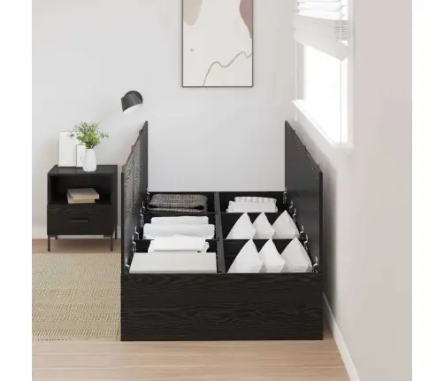 Voodi Hoiukohaga Raam Must Tamm 80 X 200 Cm Tehispuit