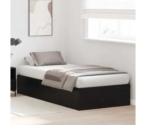 Voodi Hoiukohaga Raam Must Tamm 80 X 200 Cm Tehispuit