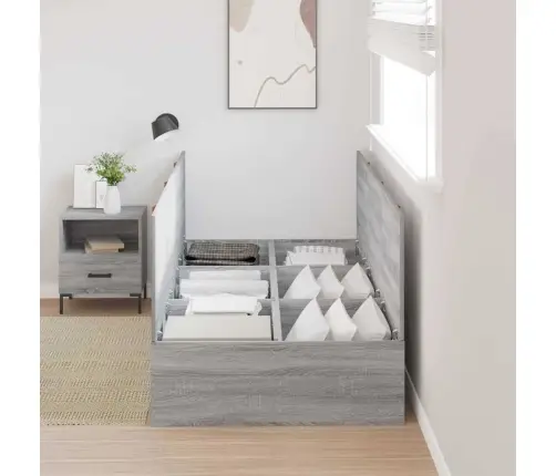 Lova Su Daiktų Laikymo Vieta Pilkas Sonoma 80 X 200 Cm