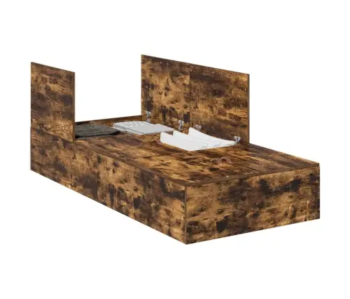 Lova Su Daiktų Laikymo Vieta Rūkyta Ąžuolas 90 X 200 Cm