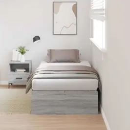 Gultas Ar Uzglabāšanas Vietu Pelēks Sonoma 90 X 200 Cm Vidaxl