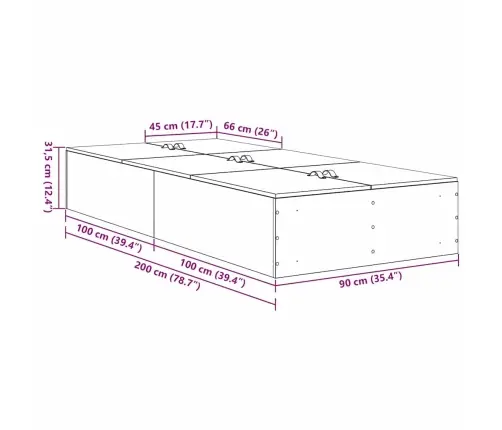 Uzglabāšanas Gultas Rāmis Vecam Kokam 90X200 Cm Vidaxl