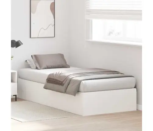 Voodi Hoiukohaga Raam Valge 100 X 200 Cm Tehispuit