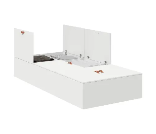 Voodi Hoiukohaga Raam Valge 100 X 200 Cm Tehispuit