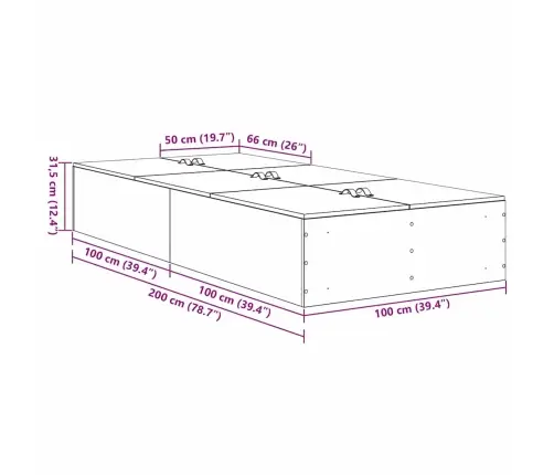 Voodi Hoiukohaga Raam Valge 100 X 200 Cm Tehispuit
