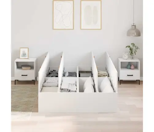 Voodi Hoiukohaga Raam Valge 120 X 200 Cm Tehispuit