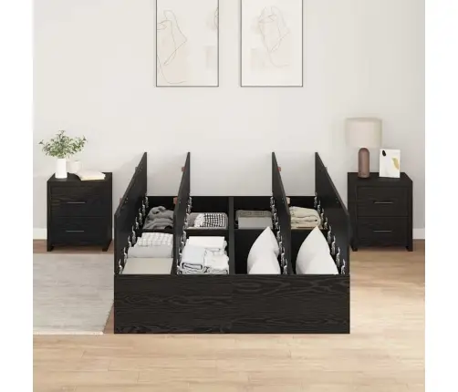 Lova Su Daiktų Laikymo Vieta Juodas Ąžuolas 120 X 200 Cm