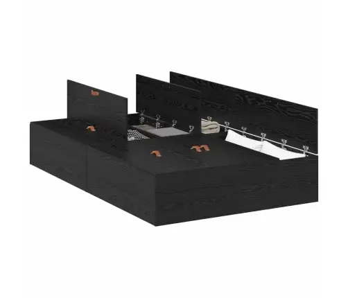 Lova Su Daiktų Laikymo Vieta Juodas Ąžuolas 120 X 200 Cm