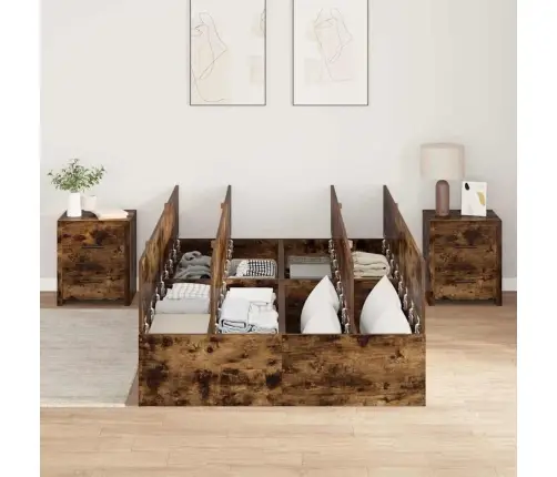 Uzglabāšanas Gultas Rāmis Dūmakainā Ozola Krāsā 120X200 Cm Vidaxl