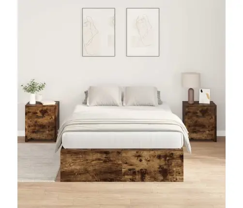 Uzglabāšanas Gultas Rāmis Dūmakainā Ozola Krāsā 120X200 Cm Vidaxl