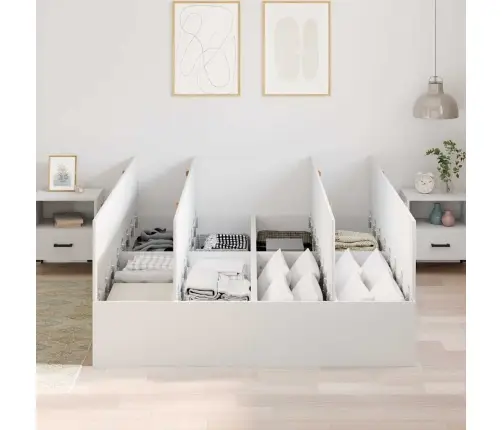 Voodi Hoiukohaga Raam Valge 140 X 200 Cm Tehispuit