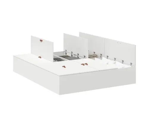 Voodi Hoiukohaga Raam Valge 140 X 200 Cm Tehispuit