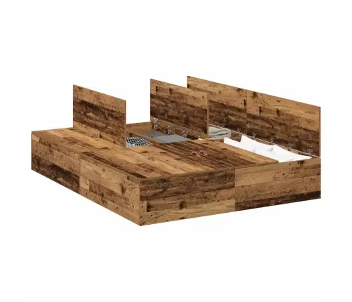 Voodi Hoiukohaga Raam Vana Puit 140 X 200 Cm Tehispuit