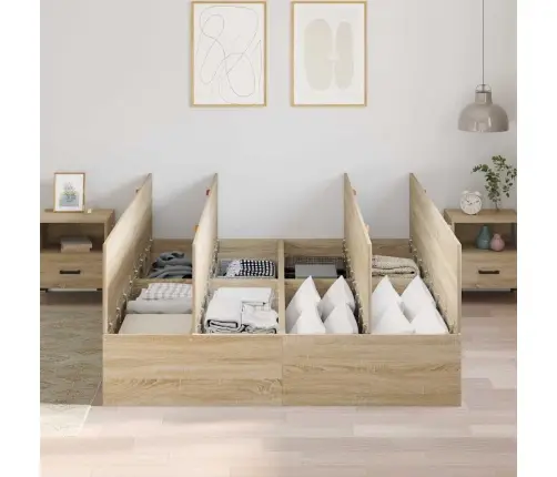 Voodi Hoiukohaga Raam Sonoma Tamm 150 X 200 Cm Tehispuit