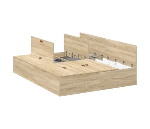 Voodi Hoiukohaga Raam Sonoma Tamm 150 X 200 Cm Tehispuit