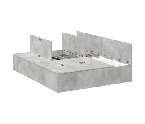 Gultas Rāmja Ar Uzglabāšanu Betona Pelēkā Krāsā 150X200 Cm Vidaxl