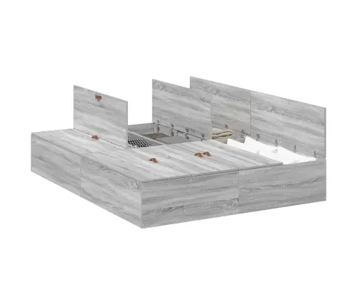 Glabāšanas Gultas Rāmis Pelēks Sonoma 150X200 Cm Vidaxl