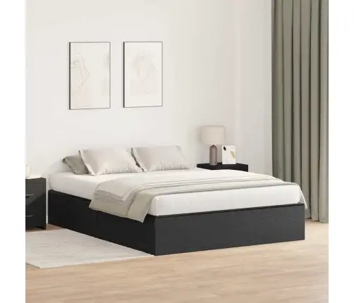 Voodi Hoiukohaga Raam Must Tamm 160 X 200 Cm Tehispuit