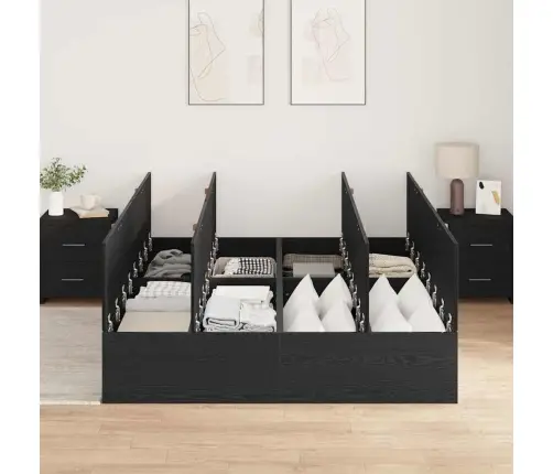 Voodi Hoiukohaga Raam Must Tamm 160 X 200 Cm Tehispuit