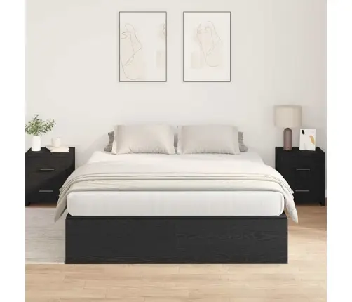 Voodi Hoiukohaga Raam Must Tamm 160 X 200 Cm Tehispuit