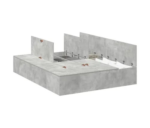 Lova Su Daiktų Laikymo Vieta Betono Pilka 160 X 200 Cm