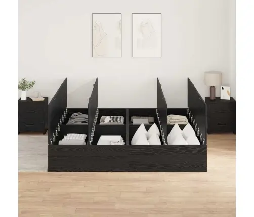 Voodi Hoiukohaga Raam Must Tamm 180 X 200 Cm Tehispuit