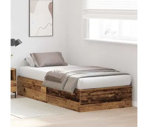 Uzglabāšanas Gultas Rāmis No Veca Koka (90X190 Cm) No Inženierijas Koka Vidaxl