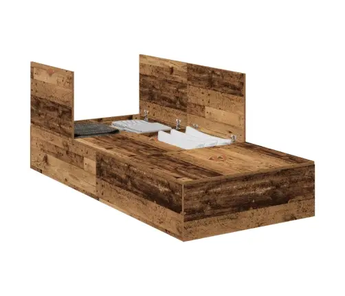 Uzglabāšanas Gultas Rāmis No Veca Koka (90X190 Cm) No Inženierijas Koka Vidaxl
